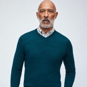 Bonobos Men’s Washable Very Fine Merino Wool V-Neck Sweater Blue Green Size XXL
